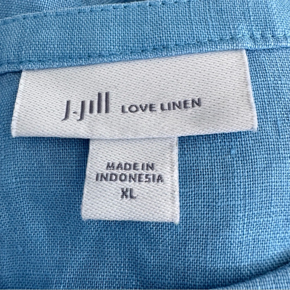 J.Jill Sleeveless Light Blue Linen Shift Dress - Picture 9 of 9